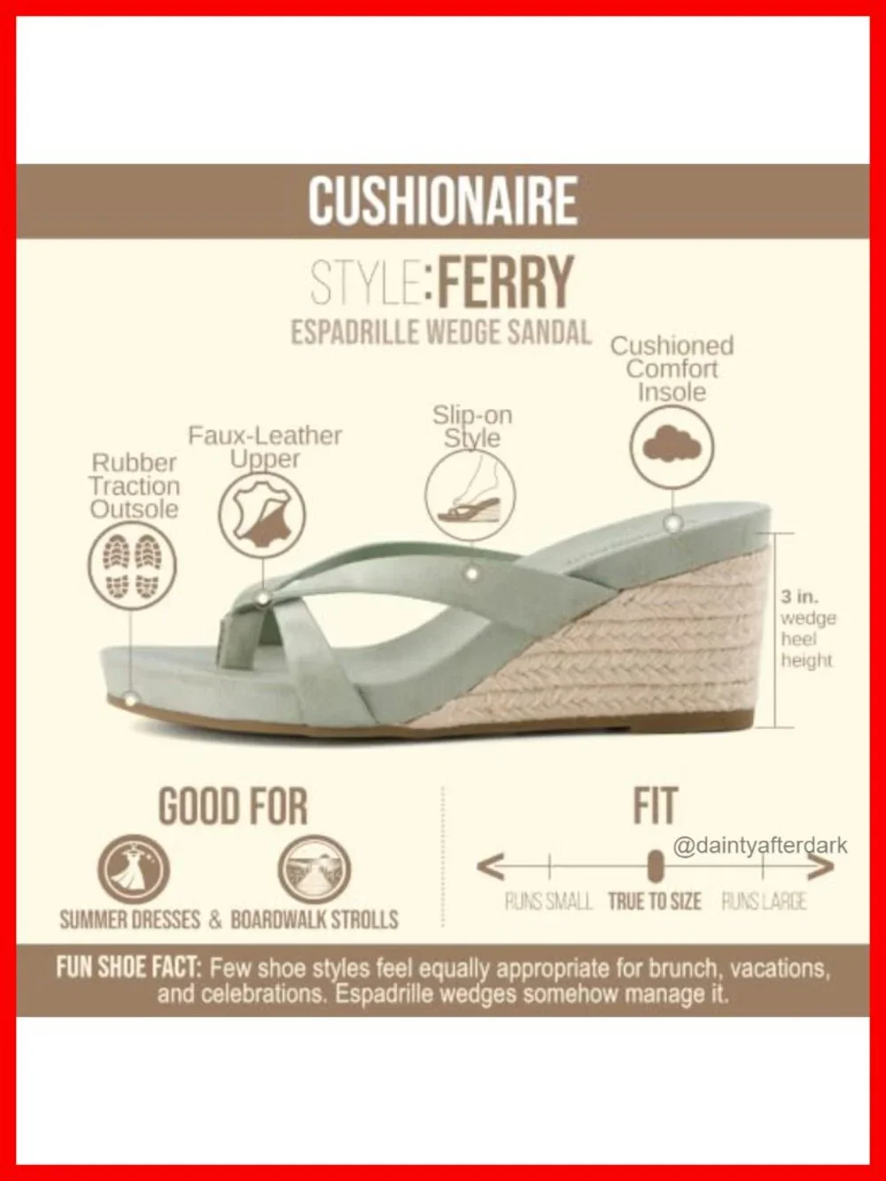 Cushionaire Ferry Espadrille Wedge Sandals for Women, Faux Suede Thong Platform